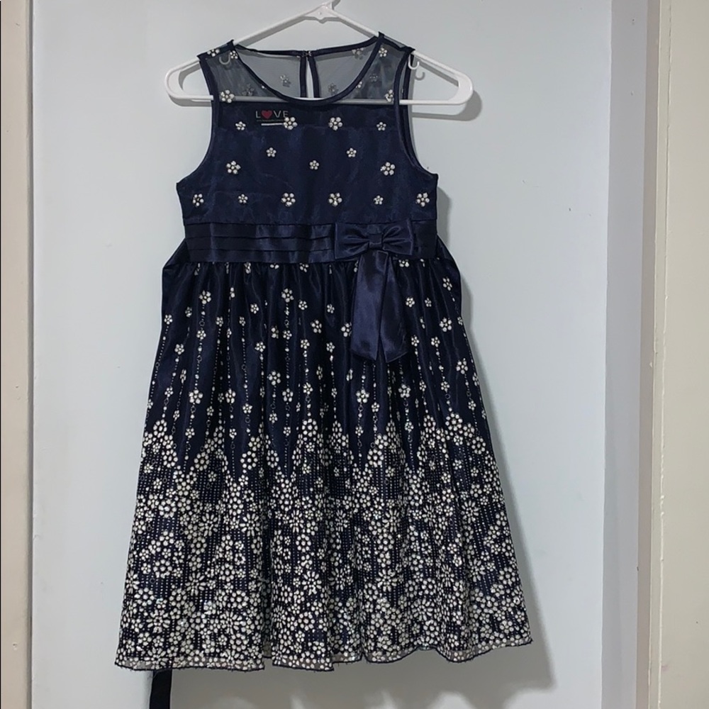 EUC LOVE byspecialoccasions Girl Navy Sequin Dress